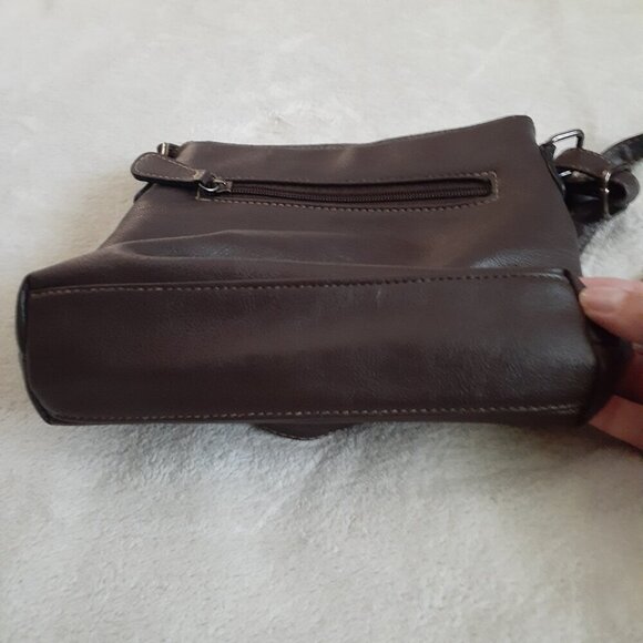 Roots Dark Brown Leather Small Front Flap Crossbody Bag Purse - Picture 10 of 14